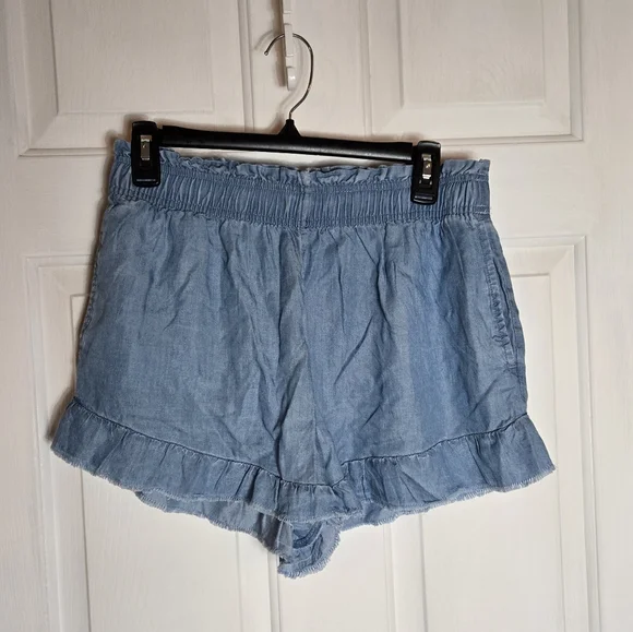 Aerie Chambray Medium Blue Pull On Shorts - Picture 12 of 12